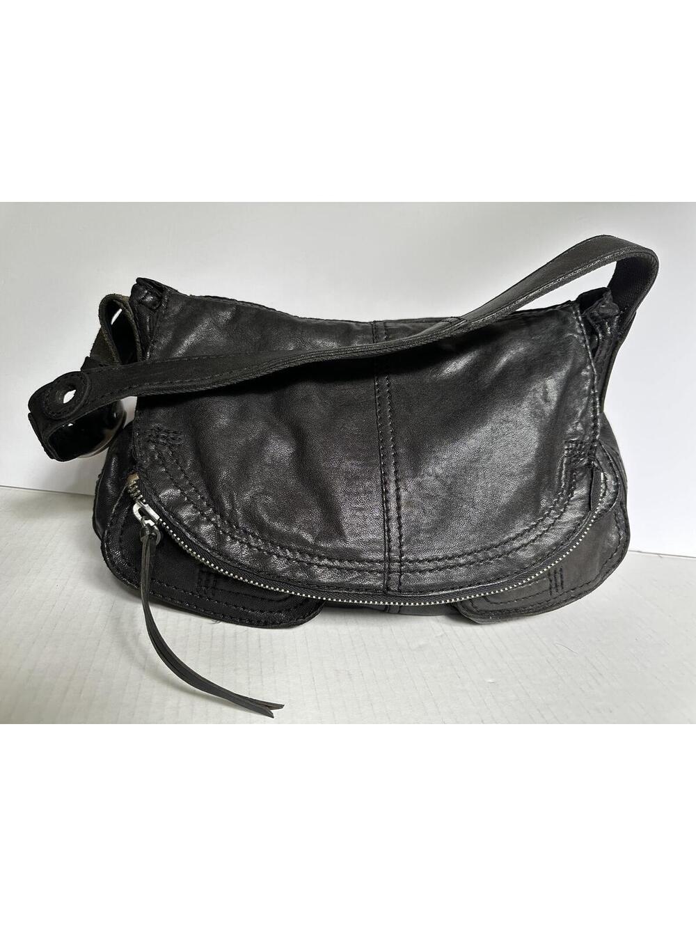 Lucky Brand Stash Hobo Shoulder Bag in Black Lambskin Leather